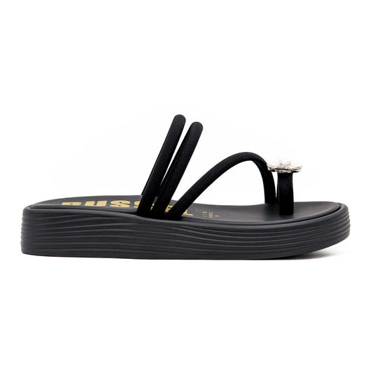 Chinelo Preto com Detalhe Floral