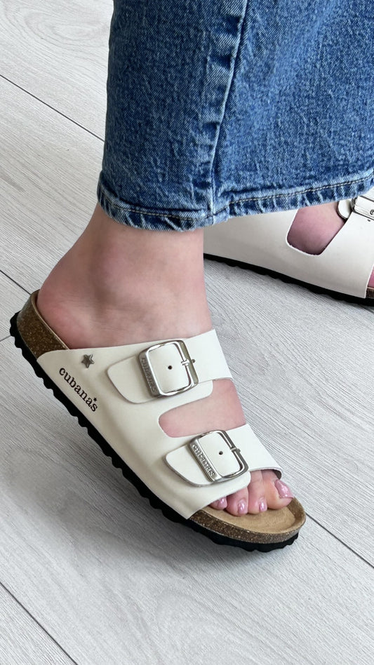 Sandália Cubanas com Duas Fivelas – Branco - Sapatices