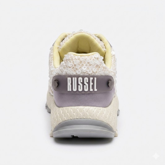 Sapatilha Russell com lantejoulas brancas