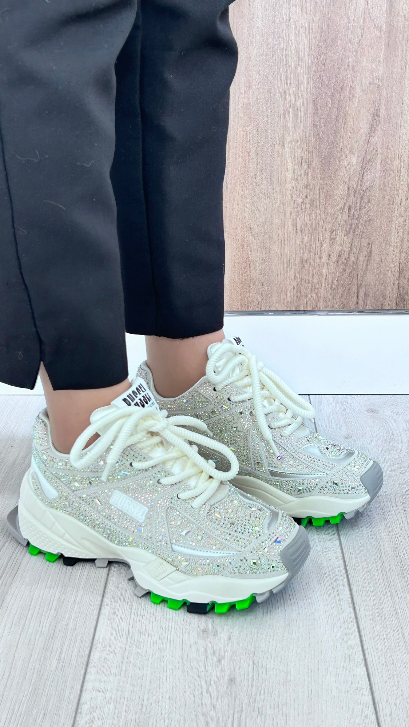 Sapatilhas Chunky Branco com Brilhos - Villo White - Sapatices