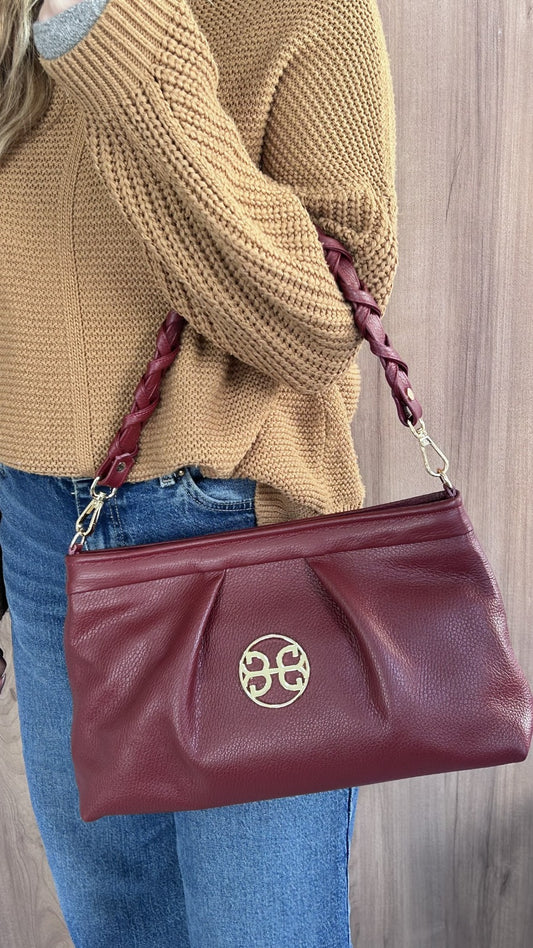 Mala de mulher em pele burgundy - Bonendis