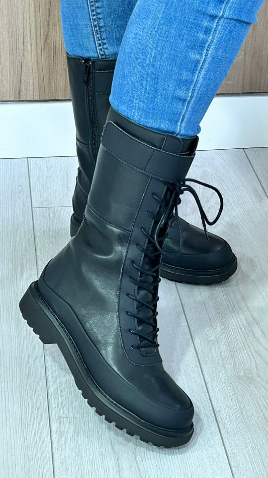 Botim militar em pele preta Cloud