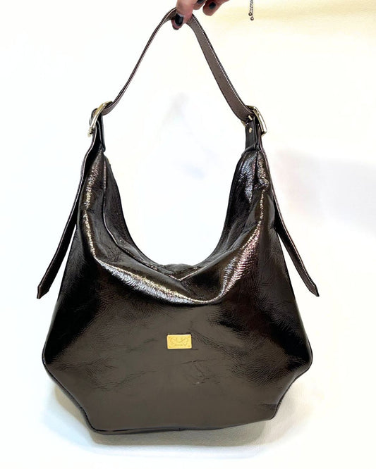 Mala de Brilho Metálico Castanho - Dona V