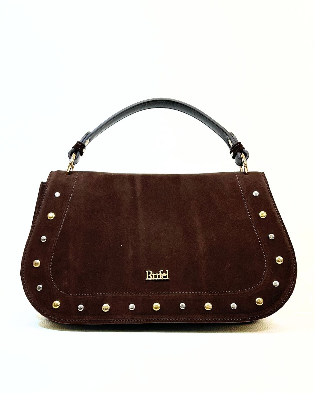 Mala Rufel Camurça Castanha com Tachas