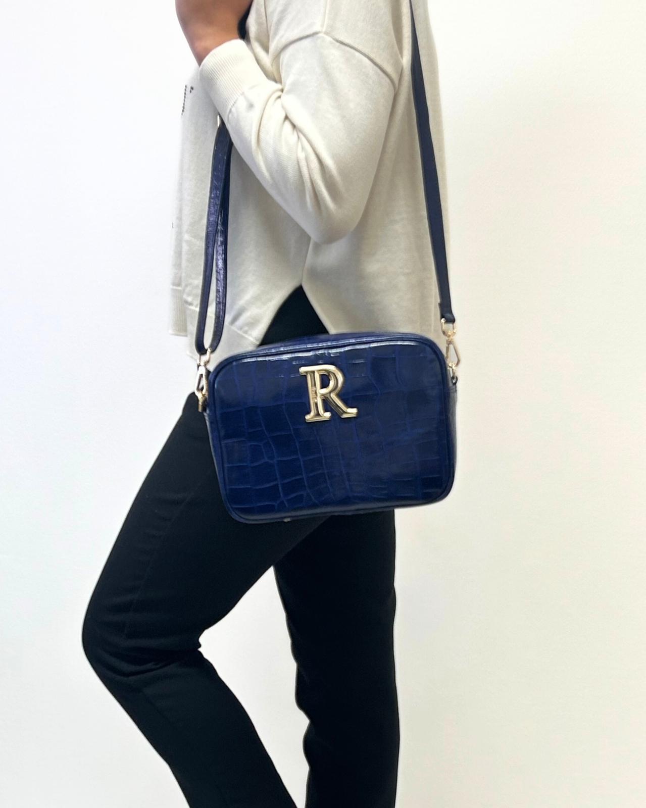 Mala Rufel Croco Azul com Alça Ajustável