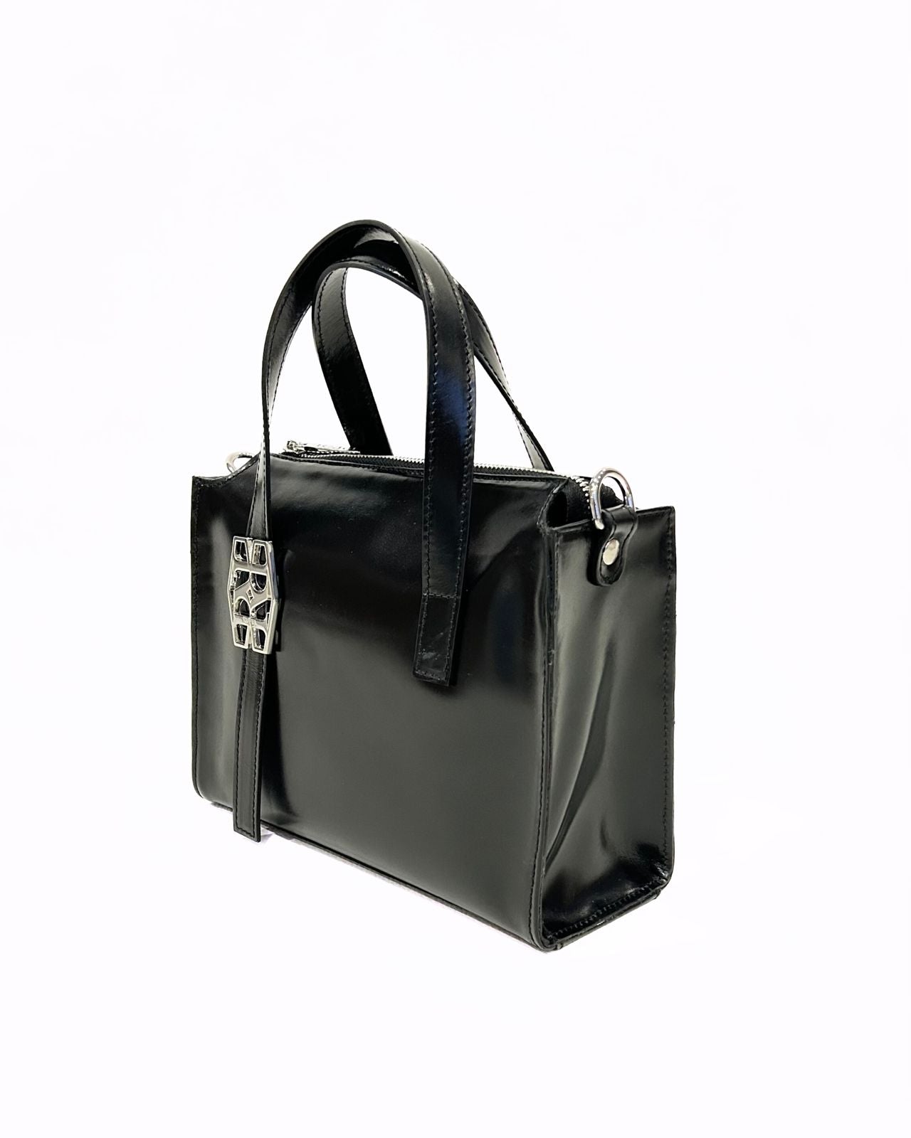 Mala de Mão Preta em Pele Brilhante - Rufel