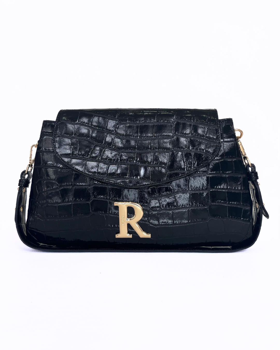 Mala Preta Croco com Alça de Ombro - Rufel