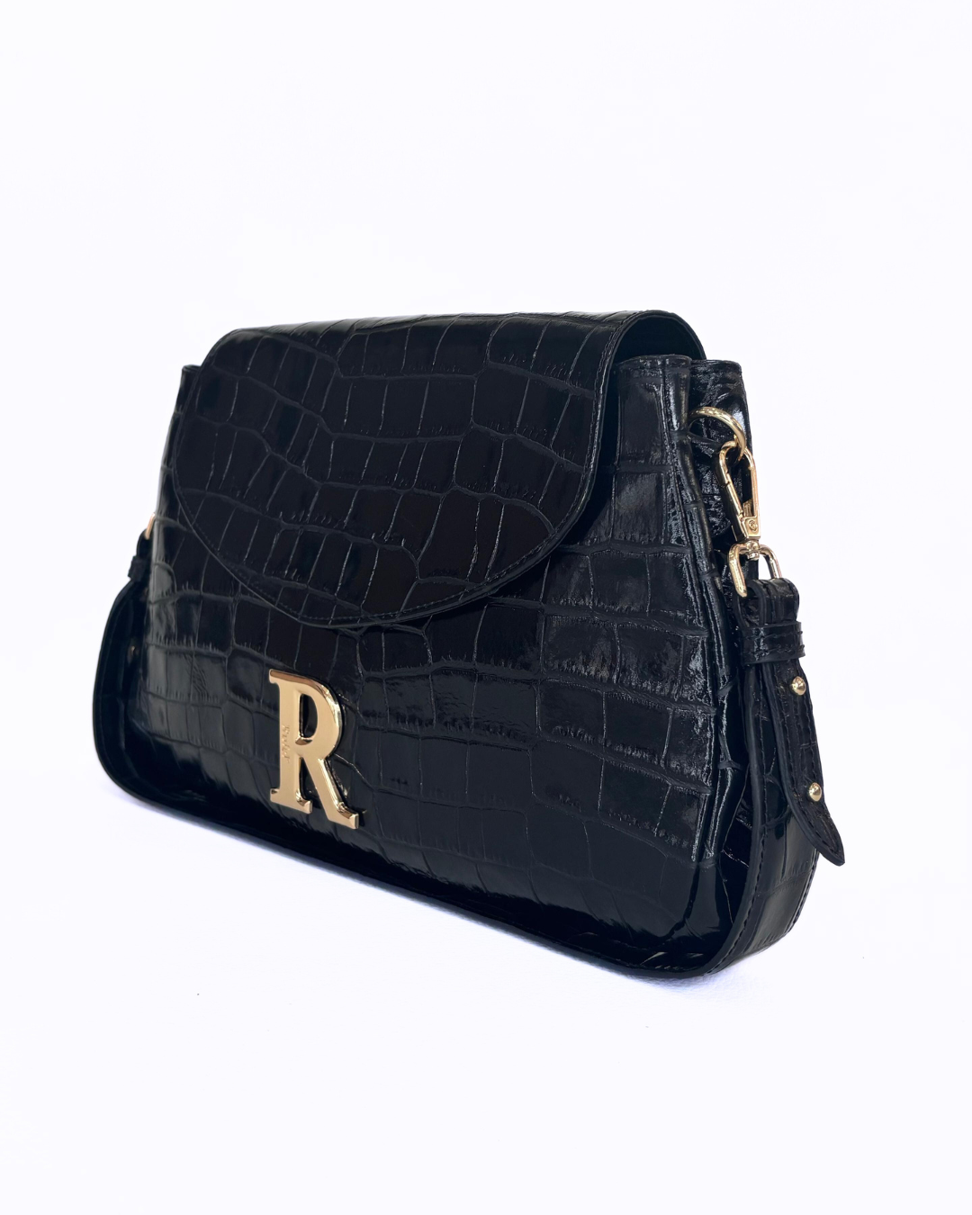 Mala Preta Croco com Alça de Ombro - Rufel