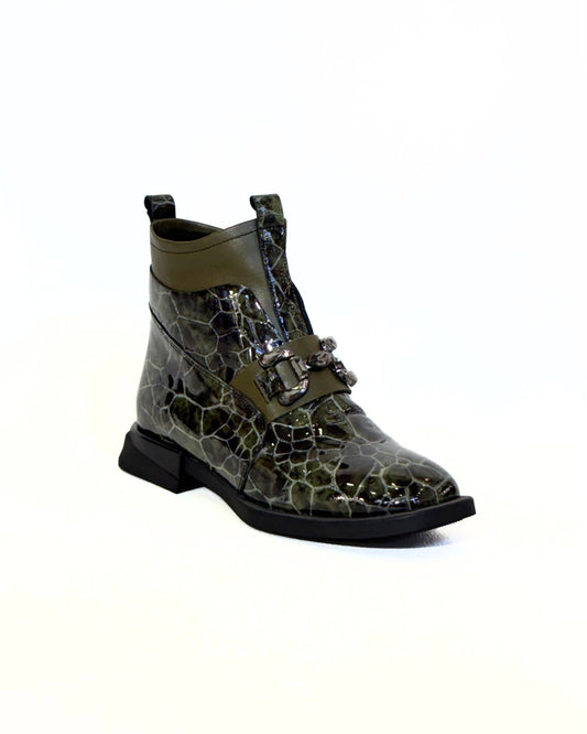 Bota em Pele Croco Verde - CharcaShoes