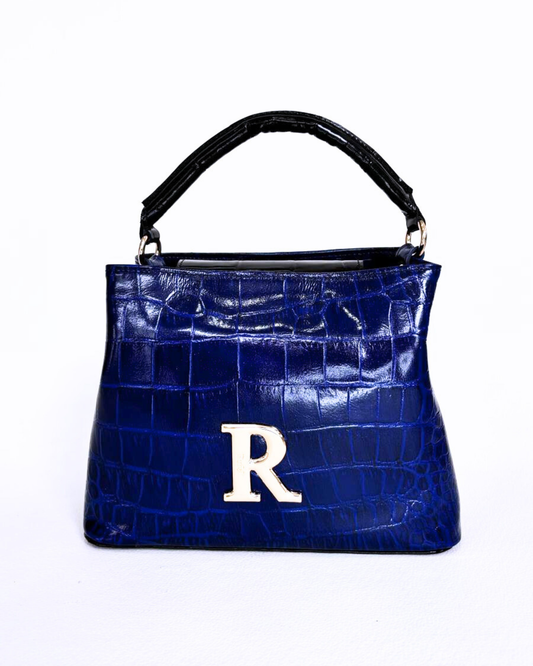 Mala Croco Azul com Alça de Ombro - Rufel