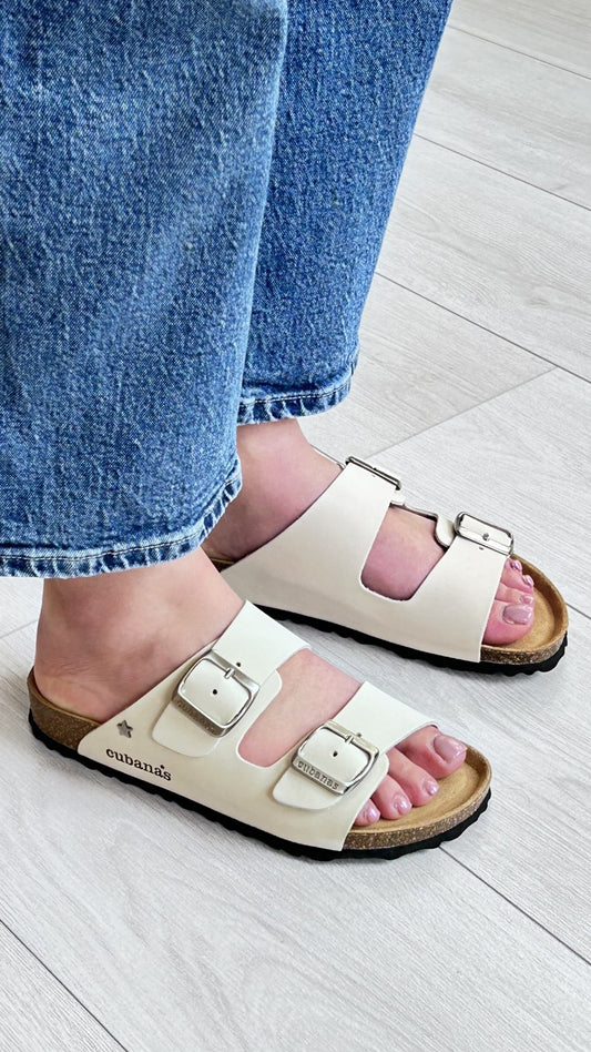 Sandália Cubanas com Duas Fivelas – Branco - Sapatices