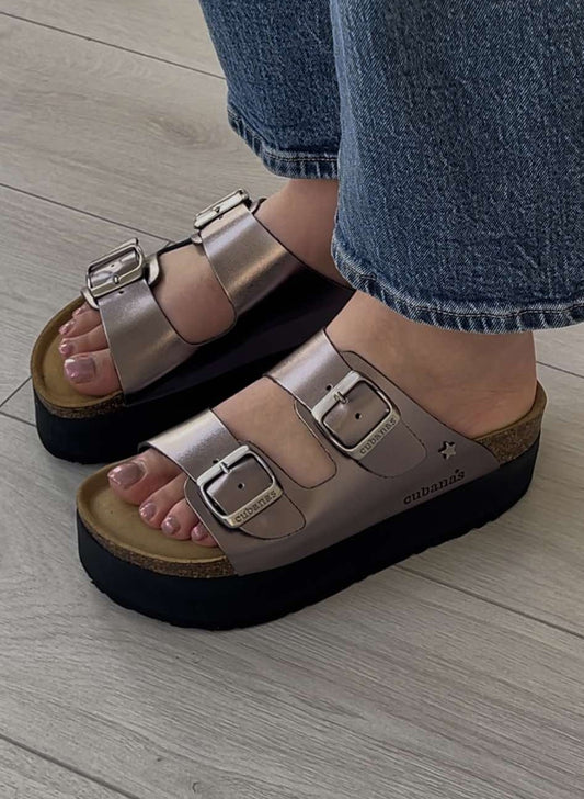 Sandália Plataforma Cubanas Silver - Sapatices