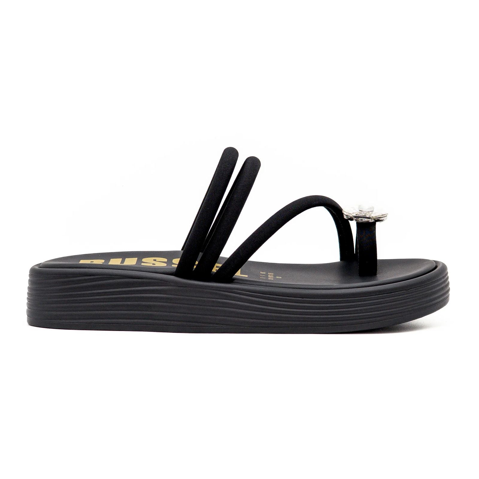 Chinelo Preto com Detalhe Floral