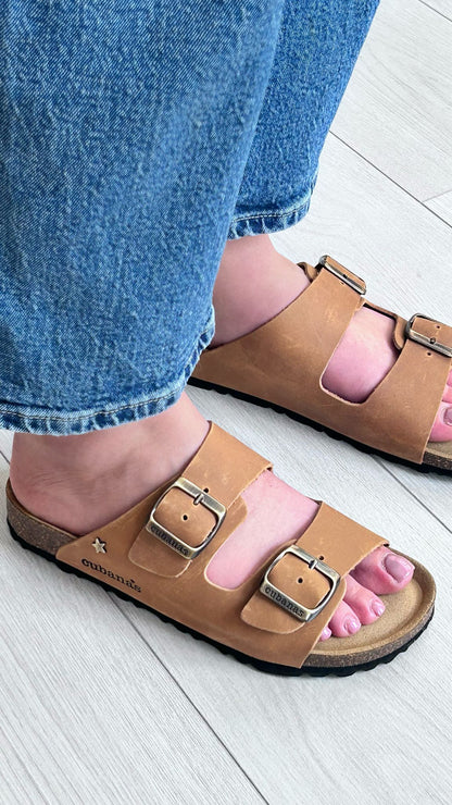 Sandália Cubanas Camel – Estilo Clássico com Conforto Premium - Sapatices