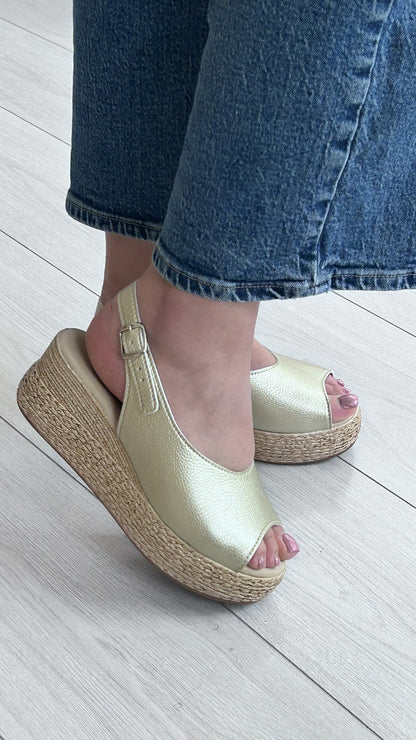 Sandália Cunha Média  Dourada Clip Shoes - Sapatices