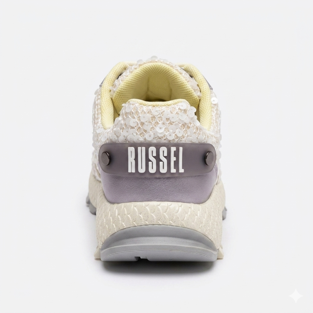 Sapatilha Russell com lantejoulas brancas