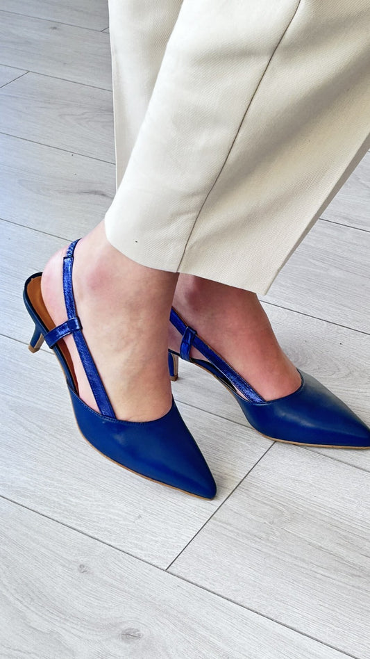 Slingback Dona V Azul Cobalto - Sapatices