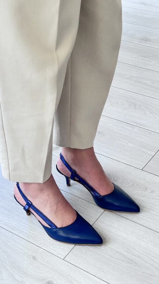 Slingback Dona V Azul Cobalto - Sapatices