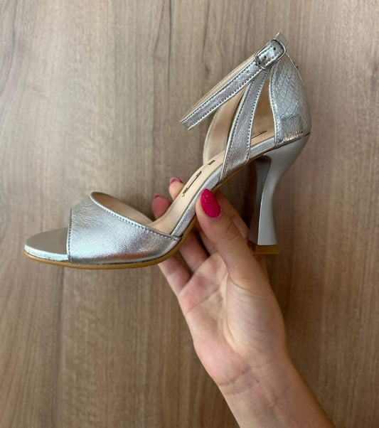 Sandália Salto Alto ClipShoes - Prateada