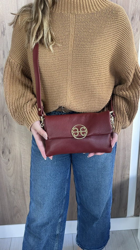 Mala pequena de mulher em pele burgundy - Bonendis