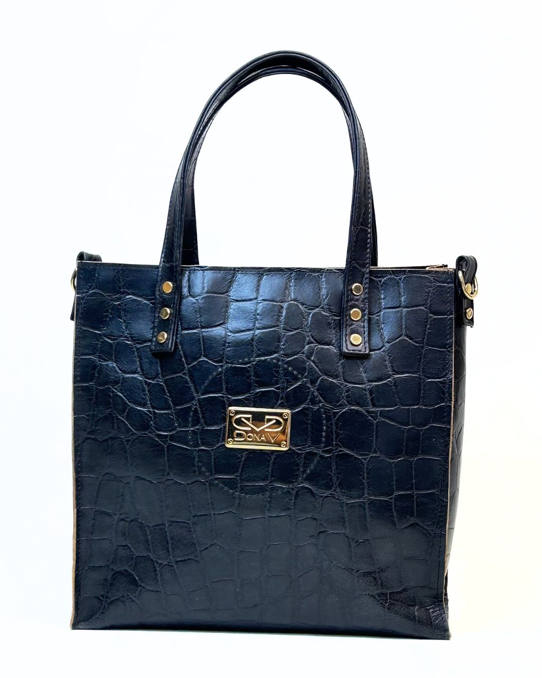 Mala em Pele Croco Preta - Dona V
