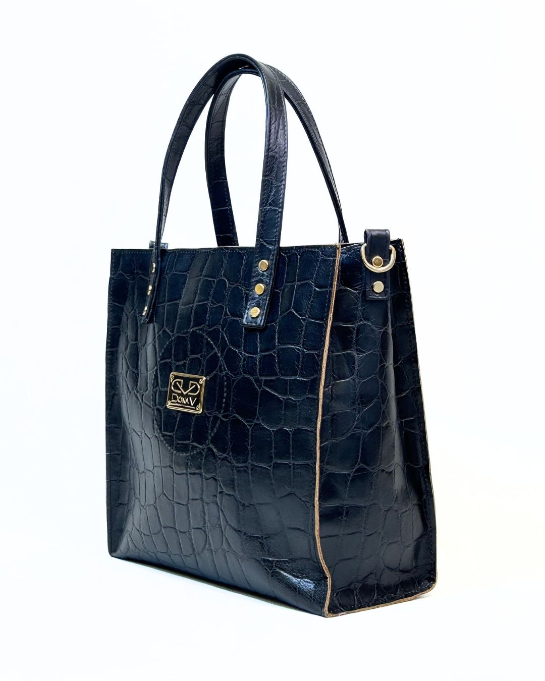 Mala em Pele Croco Preta - Dona V