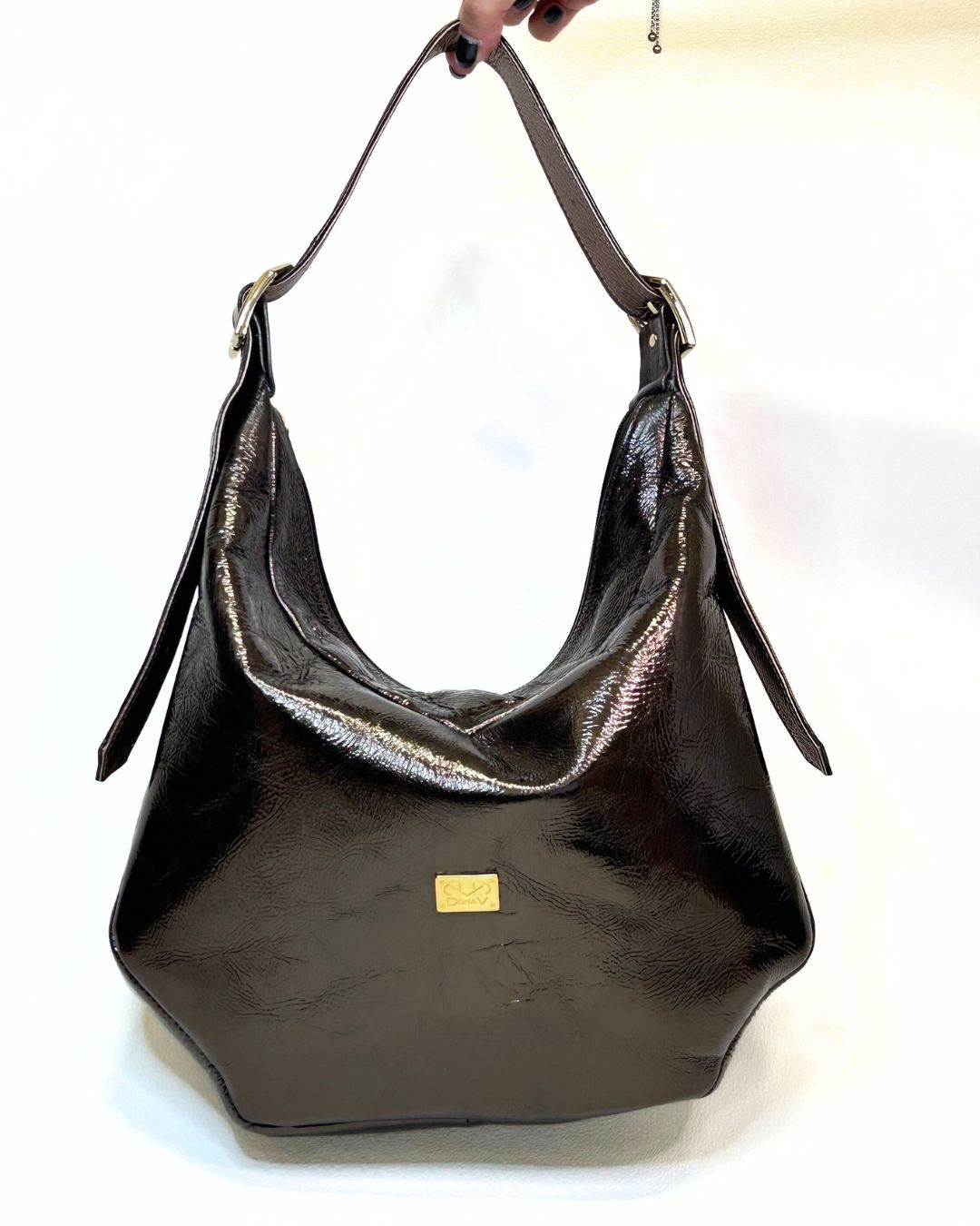 Mala de Brilho Metálico Castanho - Dona V