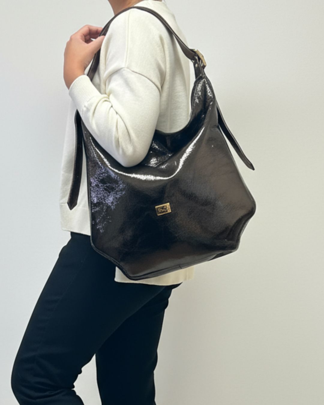 Mala de Brilho Metálico Castanho - Dona V