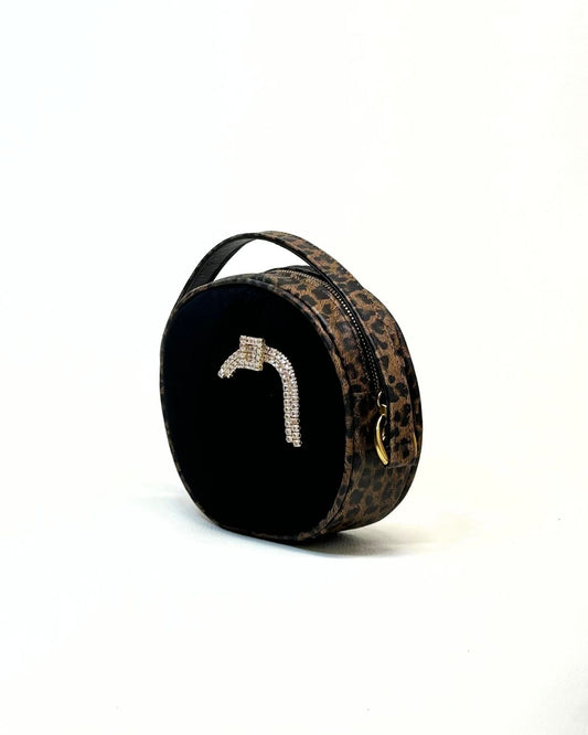 Mala Oval Veludo Animal Print - Dona V