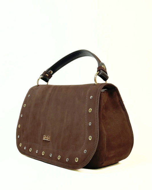 Mala Rufel Camurça Castanha com Tachas