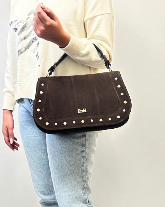 Mala Rufel Camurça Castanha com Tachas