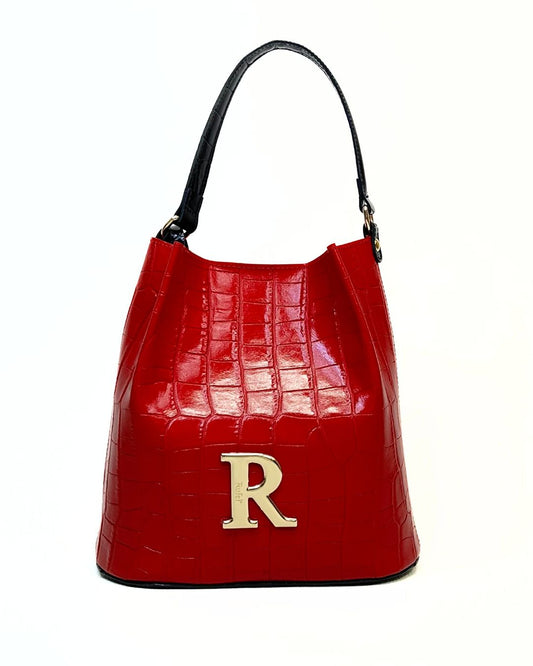 Mala Rufel Croco Vermelha com Alça Preta