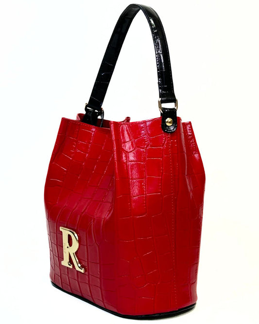 Mala Rufel Croco Vermelha com Alça Preta