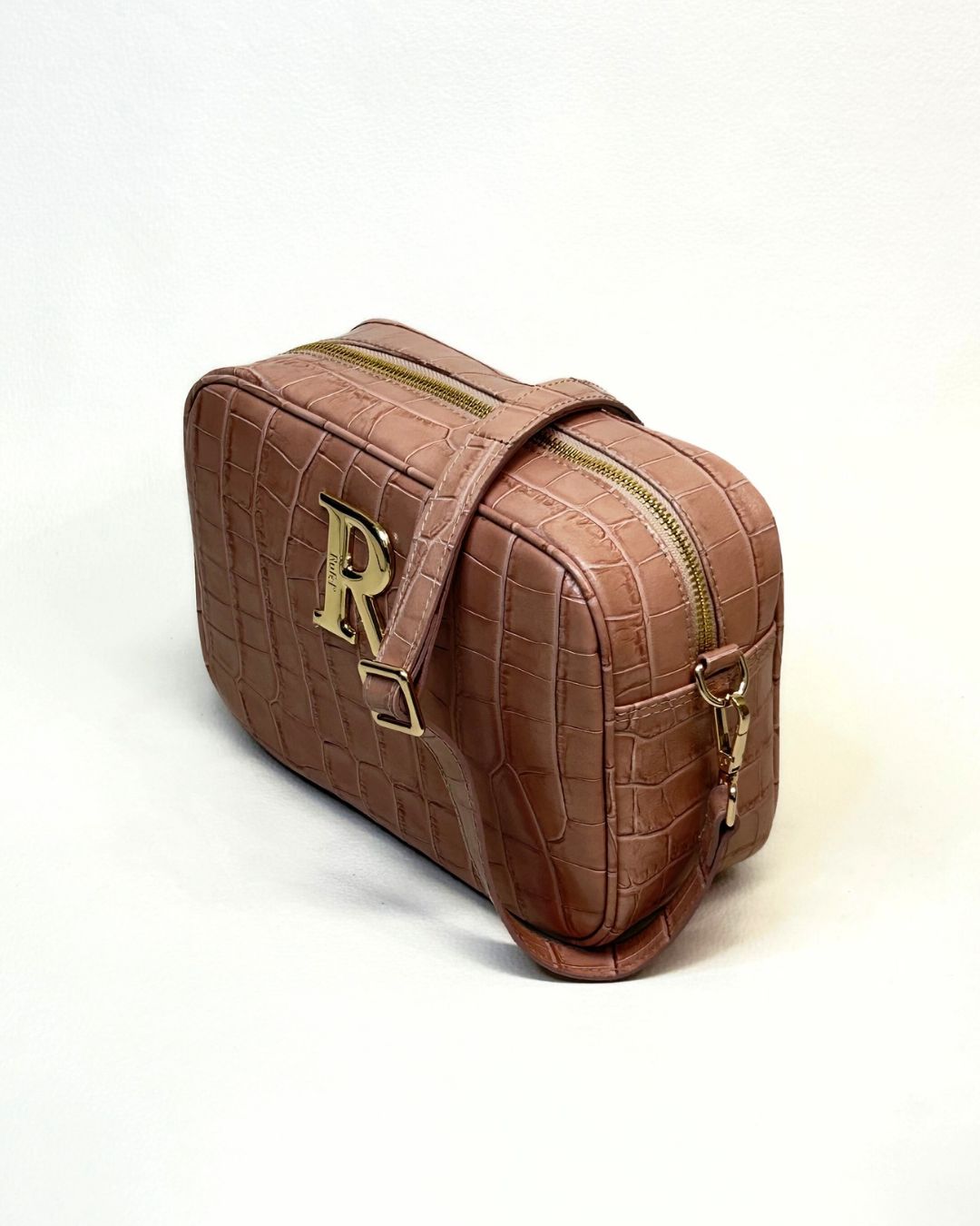 Mala Rufel Croco Nude com Alça Ajustável