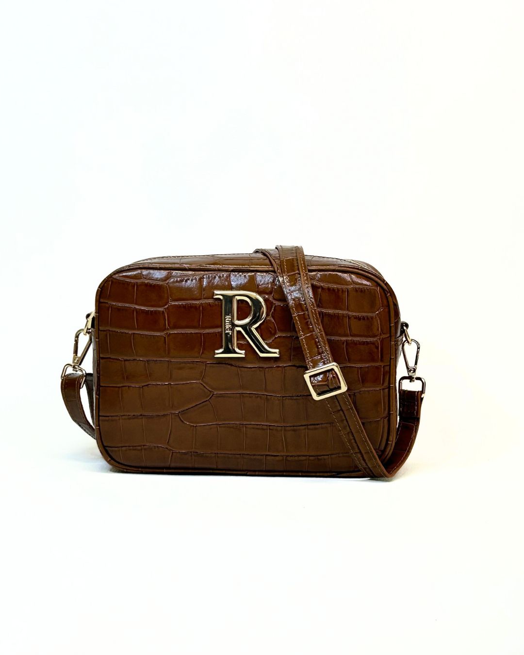 Mala Rufel Croco Castanha com Alça Ajustável