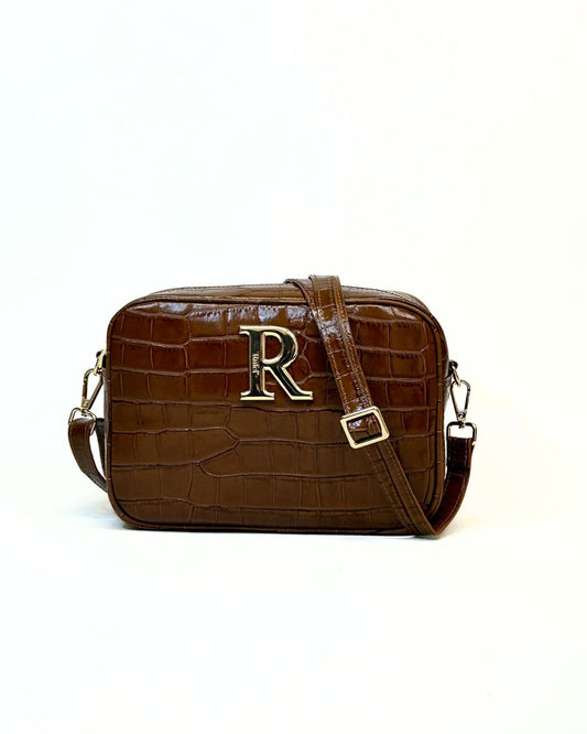 Mala Rufel Croco Castanha com Alça Ajustável