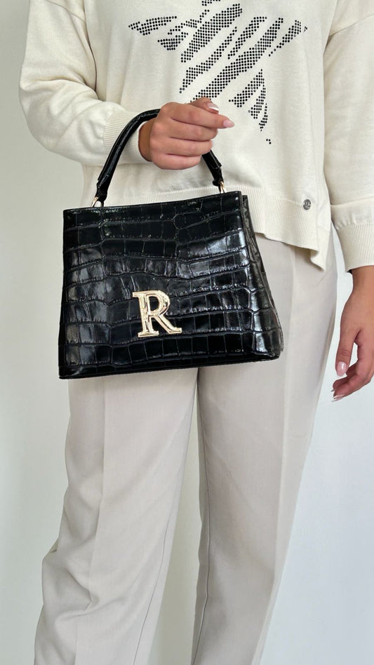 Mala de Mão Preta Croco - Rufel