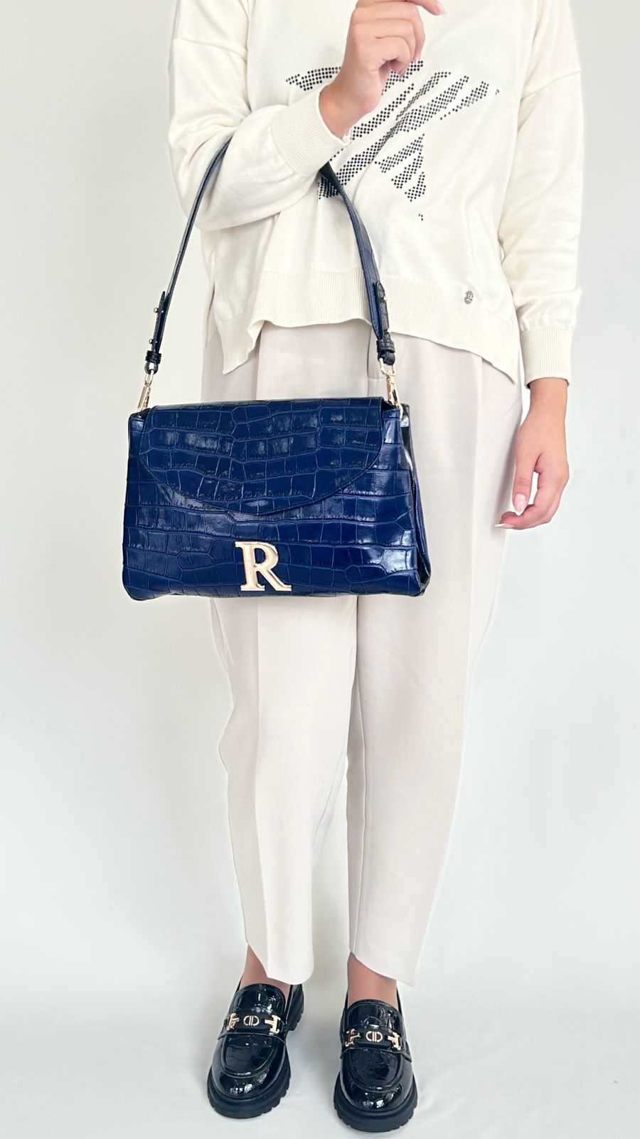 Mala Croco Azul com Alça de Ombro - Rufel