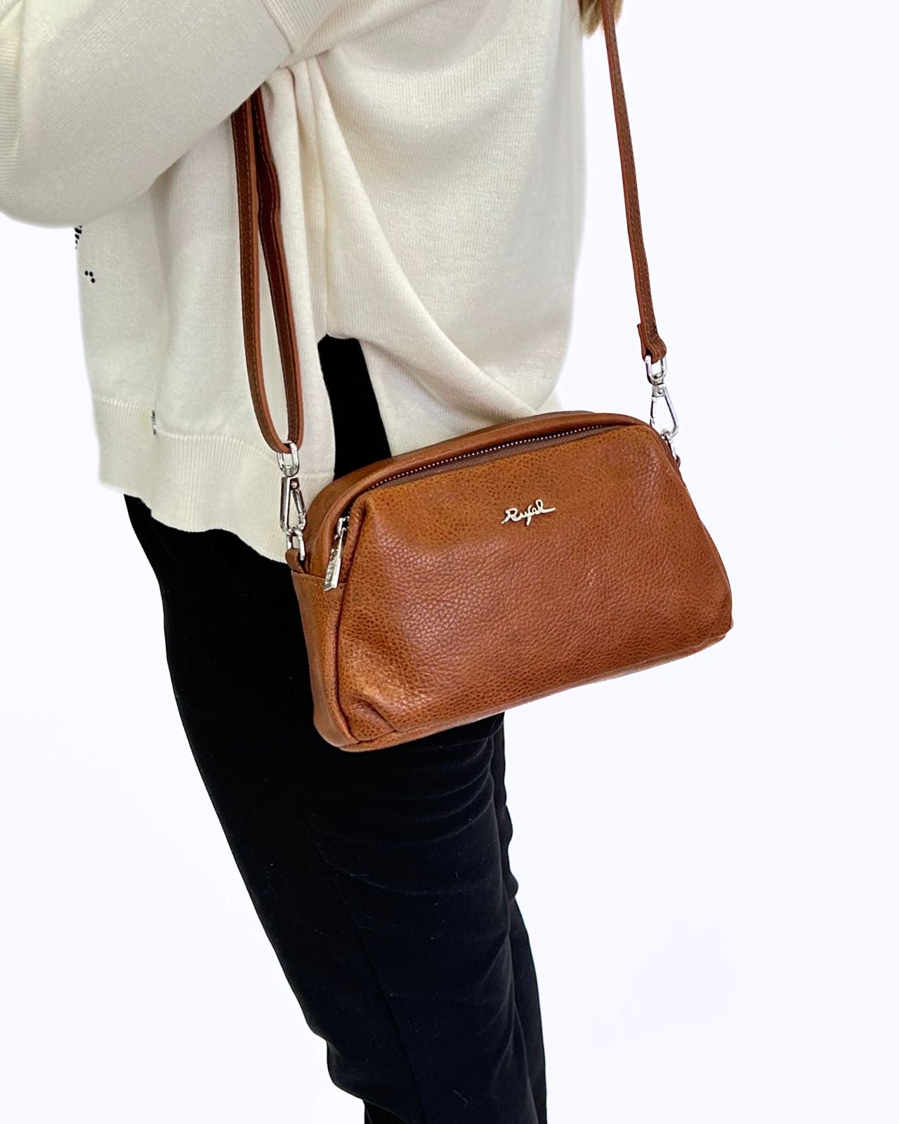 Mala Tiracolo Castanha em Pele - Rufel