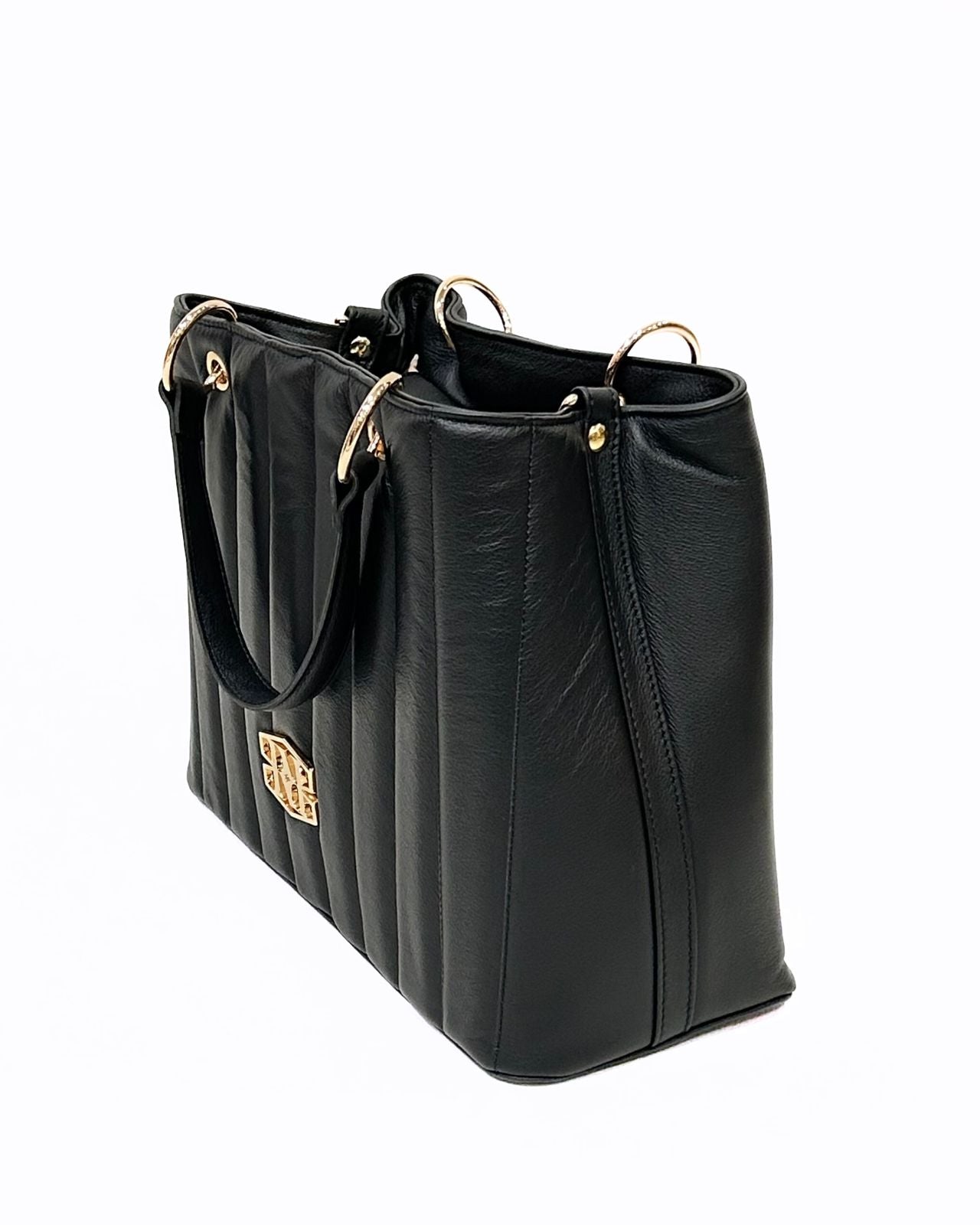 Mala Preta Acolchoada em Pele - Rufel