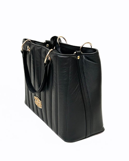 Mala Preta Acolchoada em Pele - Rufel