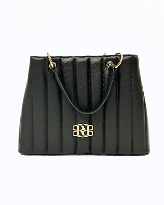 Mala Preta Acolchoada em Pele - Rufel