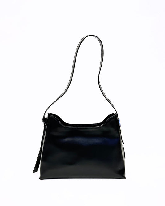 Mala de Ombro Preta em Pele Lisa - Rufel