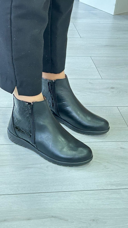 Botim Conforto Walk & Go (preto com lateral croco )