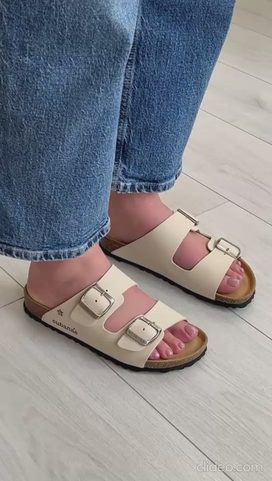 Chinelos Cubanas com Duas Fivelas – Branco