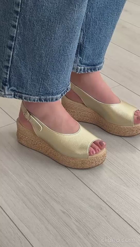 Sandália Cunha Média  Dourada Clip Shoes