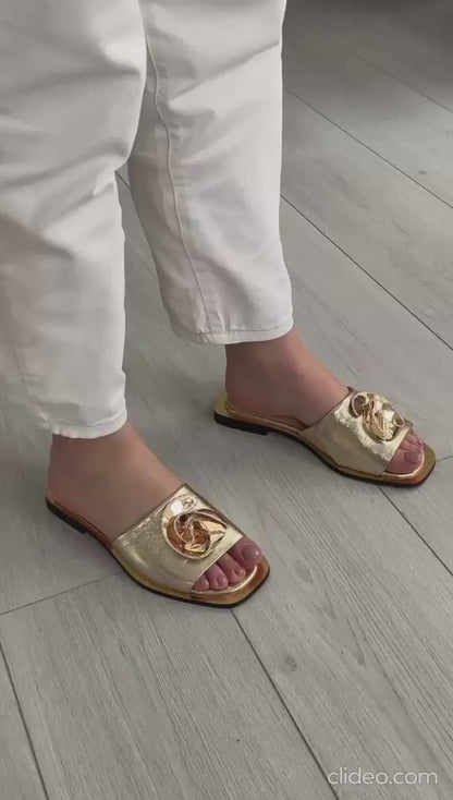 Golden Flats with Decorative Detail