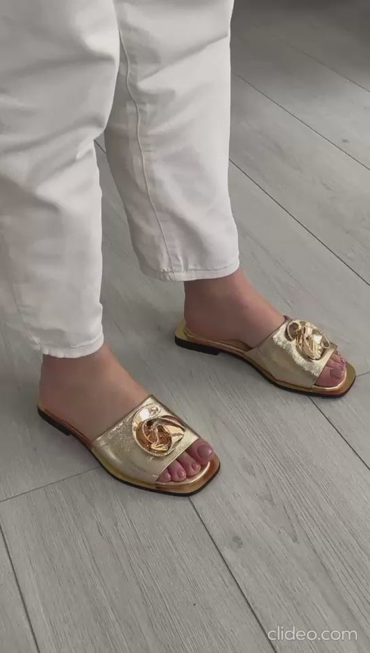 Golden Flats with Decorative Detail