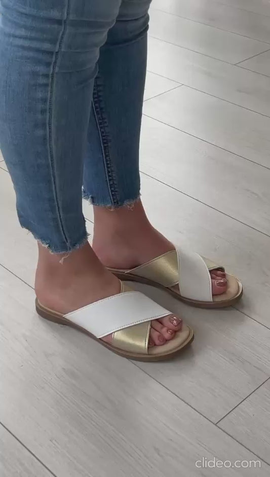 Chinelos Clip Shoes  – Branco & Dourado