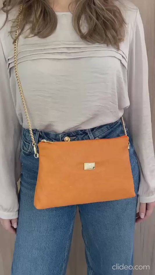 Mala de Ombro Dona V – Laranja Texturada